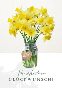 Geburtstagskarte Blumenvase mit Narzissen
