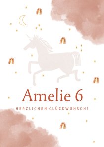 Geburtstagskarte Einhorn in den Wolken