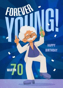 Geburtstagskarte 'Forever Young' 70 Jahre Disco Retro