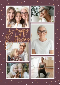 Geburtstagskarte Fotocollage dunkelrot 'Happy Birthday'
