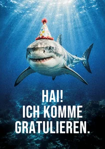 Geburtstagskarte Hai kommt gratulieren
