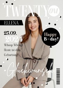 Geburtstagskarte Magazin-Look 'Twenty-one'