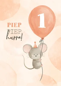 Geburtstagskarte mit Maus 'Piep piep hurra'