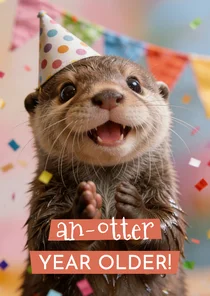 Geburtstagskarte Otter Partyhut lustig 'an-otter year older'