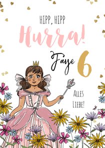 Geburtstagskarte Prinzessin mit Blumen