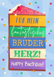 Geburtstagskarte Tortenstück fürs Bruderherz