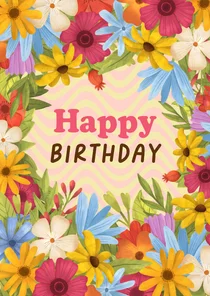 Geburtstagskarte viele Blumen farbenfroh