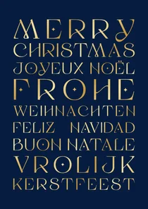 Geschäftliche Weihnachtsgrüße Sprachen in Golddruck