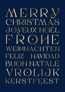 Geschäftliche Weihnachtsgrüße Sprachen in Golddruck