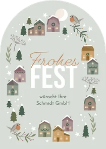 Geschäftliche Weihnachtskarte Häuser im Winter