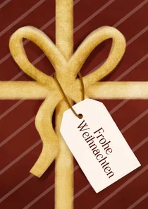Geschenkgutschein Weihnachten dunkelrot mit Goldschleife