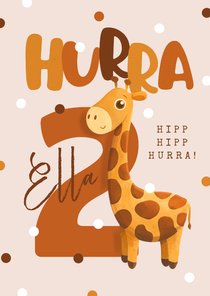 Glückwunschkarte 2. Geburtstag Giraffe