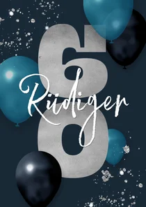 Glückwunschkarte 60. Geburtstag Luftballons dunkelblau