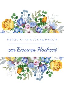 Glückwunschkarte 65. Hochzeitstag klassische Blumen