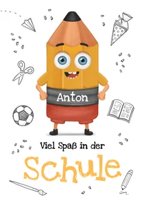 Glückwunschkarte Einschulung Gelber Bleistift