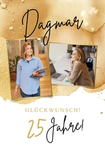 Glückwunschkarte Firmenjubiläum Fotos auf Gold