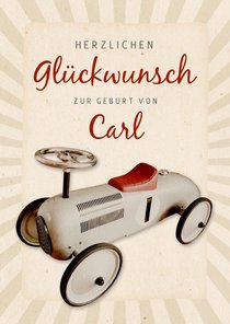 Glückwunschkarte Geburt Vintage-Auto