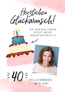 Glückwunschkarte Geburtstag Frau Kerzen auf Torte