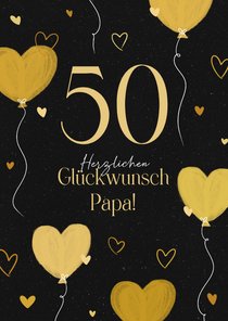 Glückwunschkarte Geburtstag Herzluftballons ocker