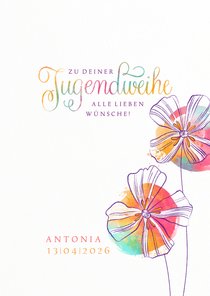 Glückwunschkarte Jugendweihe Aquarell Blüten