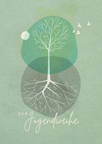 Glückwunschkarte Jugendweihe Baum Aquarell