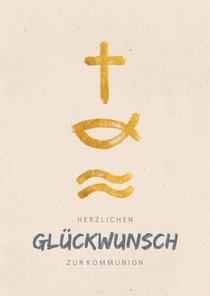 Glückwunschkarte Kommunion christliche Symbole