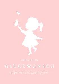 Glückwunschkarte Kommunion Mädchen Silhouette