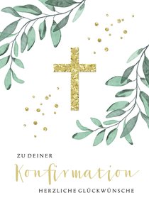 Glückwunschkarte Konfirmation Goldenes Kreuz