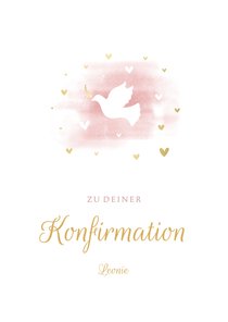 Glückwunschkarte Konfirmation Taube & Herzen