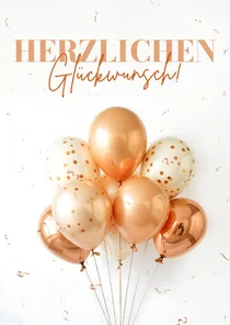 Glückwunschkarte Luftballons rotgold