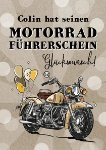 Glückwunschkarte Motorrad-Führerschein Vintage Bike