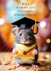 Glückwunschkarte Prüfung 'klitzekleiner Glückwunsch' Maus