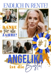 Glückwunschkarte Rente Fotocollage Nr. 1