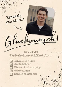 Glückwunschkarte Schulabschluss eigenes Foto