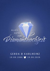 Glückwunschkarte zur Diamanthochzeit mit Diamant