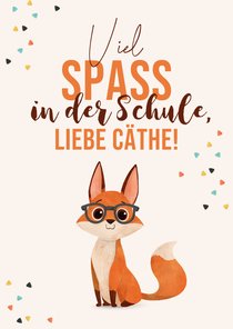 Glückwunschkarte zur Einschulung schlauer Fuchs 