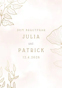 Glückwunschkarte zur Hochzeit filigrane Blätter