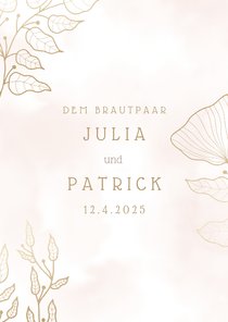 Glückwunschkarte zur Hochzeit filigrane Blätter