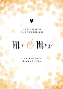 Glückwunschkarte zur Hochzeit Mr. & Mrs. mit Konfetti