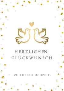 Glückwunschkarte zur Hochzeit Tauben mit Herz