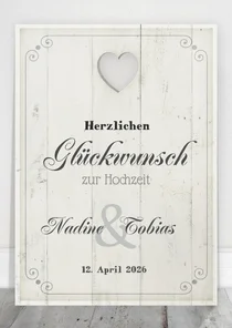 Glückwunschkarte zur Hochzeit weiß brocante