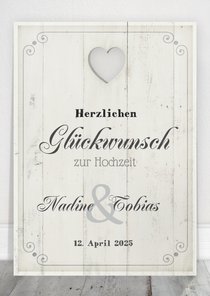 Glückwunschkarte zur Hochzeit weiß brocante