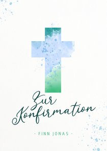 Glückwunschkarte zur Konfirmation Kreuz Aquarell