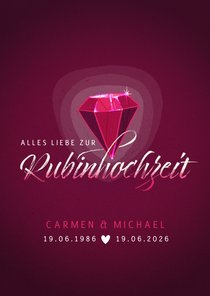 Glückwunschkarte zur Rubinhochzeit