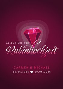 Glückwunschkarte zur Rubinhochzeit