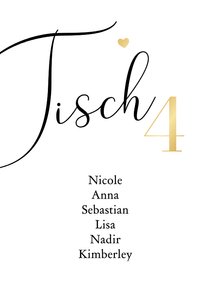 Gruppen-Tischkarte schlicht Kalligraphie Nummer und Namen