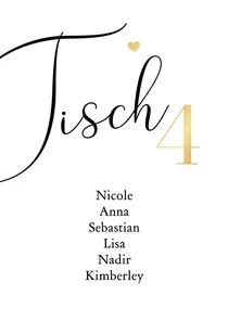 Gruppen-Tischkarte schlicht Kalligraphie Nummer und Namen