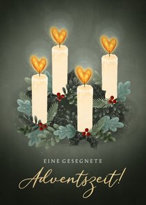 Grußkarte Advent Adventskranz vier Kerzen