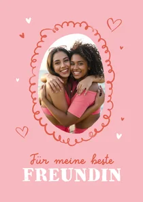 Grußkarte Foto Beste Freundin Doodles Herzen