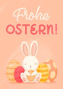 Grußkarte Frohe Ostern Osterhase mit Ei